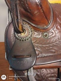 Antique Vintage Tooled Leather Western Saddle Good Condition