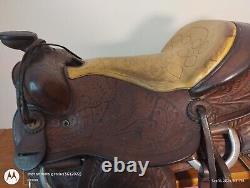 Antique Vintage Tooled Leather Western Saddle Good Condition