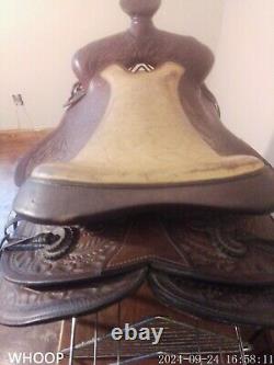 Antique Vintage Tooled Leather Western Saddle Good Condition