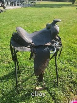 Antique/Vintage Western slick seat saddle 14