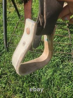 Antique/Vintage Western slick seat saddle 14