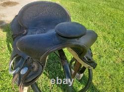Antique/Vintage Western slick seat saddle 14