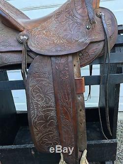 Antique Visalia Saddle & Stock Company Custom Ordered Western Cowboy Saddle