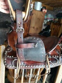 Antique Western Dots Pony Miniature Horse Saddle, Rare Find