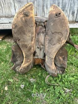 Antique Western Horse Saddle From Farm Wyoming Working Ranch, Vintage Cowboy