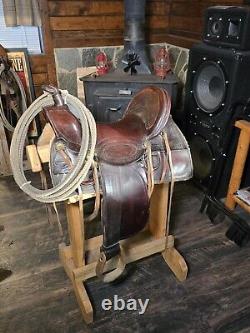 Antique Western Leather Saddle 16.5 Inch Seat Stamped 1878