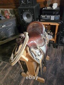 Antique Western Leather Saddle 16.5 Inch Seat Stamped 1878