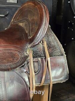 Antique Western Leather Saddle 16.5 Inch Seat Stamped 1878