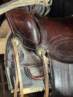 Antique Western Leather Saddle 16.5 Inch Seat Stamped 1878