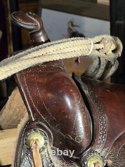 Antique Western Leather Saddle 16.5 Inch Seat Stamped 1878