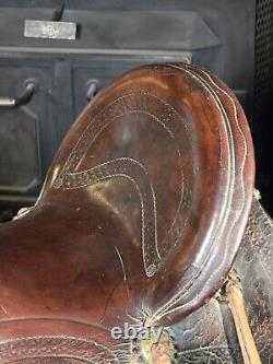 Antique Western Leather Saddle 16.5 Inch Seat Stamped 1878