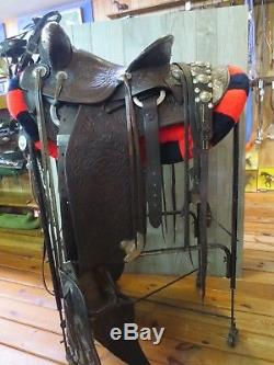 Antique Western Parade Saddle, 104 years old Joe Pounds Saddle Maker