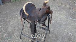 Antique Western Saddle Highback Cantle by J. C. Welcome Burns, OR Rawhide Accent