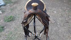 Antique Western Saddle Highback Cantle by J. C. Welcome Burns, OR Rawhide Accent