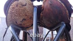 Antique Western Saddle Highback Cantle by J. C. Welcome Burns, OR Rawhide Accent