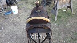 Antique Western Saddle Highback Cantle by J. C. Welcome Burns, OR Rawhide Accent