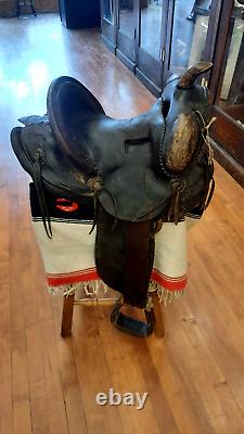 Antique Western Saddle Prescott AZ Number 27 RARE MARKED MILES CITY MONT