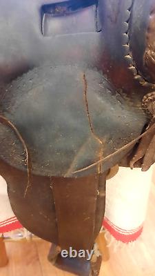 Antique Western Saddle Prescott AZ Number 27 RARE MARKED MILES CITY MONT