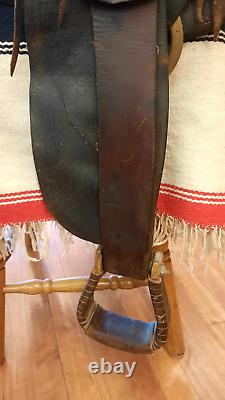 Antique Western Saddle Prescott AZ Number 27 RARE MARKED MILES CITY MONT