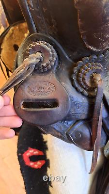 Antique Western Saddle Prescott AZ Number 27 RARE MARKED MILES CITY MONT