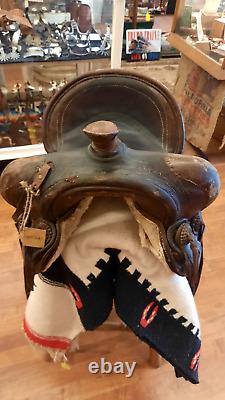 Antique Western Saddle Prescott AZ Number 27 RARE MARKED MILES CITY MONT