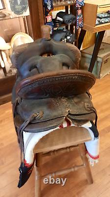 Antique Western Saddle Prescott AZ Number 27 RARE MARKED MILES CITY MONT