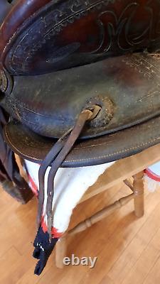 Antique Western Saddle Prescott AZ Number 27 RARE MARKED MILES CITY MONT