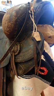 Antique Western Saddle Prescott AZ Number 27 RARE MARKED MILES CITY MONT