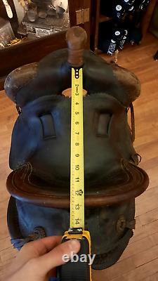 Antique Western Saddle Prescott AZ Number 27 RARE MARKED MILES CITY MONT