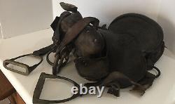 Antique Western Saddle With Stirrups and Rings