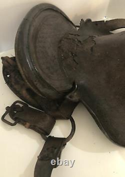 Antique Western Saddle With Stirrups and Rings