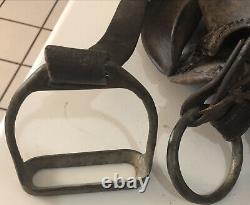 Antique Western Saddle With Stirrups and Rings