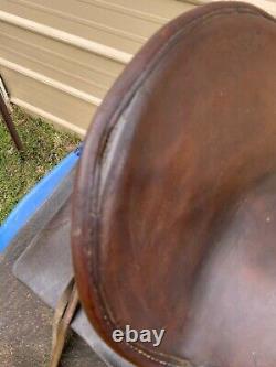 Antique/vintage R. T. Frazier 15.5 Western high back saddle with tapaderos