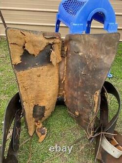Antique/vintage R. T. Frazier 15.5 Western high back saddle with tapaderos