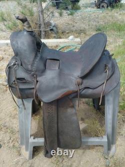 Antique western Collectible high back saddle FA Meana Brand