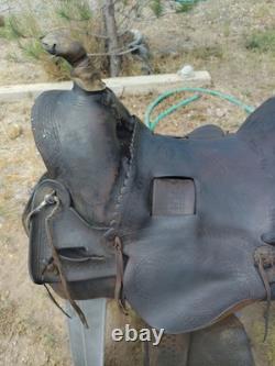 Antique western Collectible high back saddle FA Meana Brand