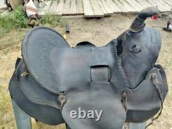 Antique western Collectible high back saddle FA Meana Brand