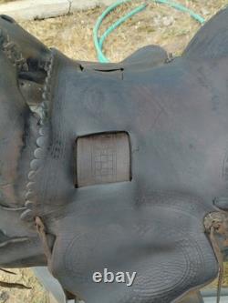 Antique western Collectible high back saddle FA Meana Brand