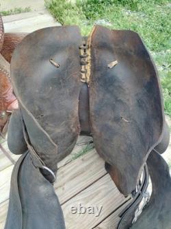 Antique western Collectible high back saddle FA Meana Brand