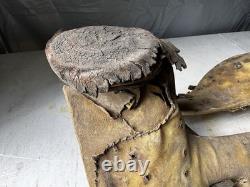 Antique wooden saddle tree Western Decor Rawhide Wrapped