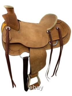 Argentina Cow Leather Roughout Western Roper Saddle Full QH Bars 16 NEW