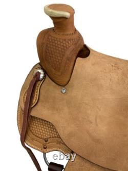 Argentina Cow Leather Roughout Western Roper Saddle Full QH Bars 16 NEW