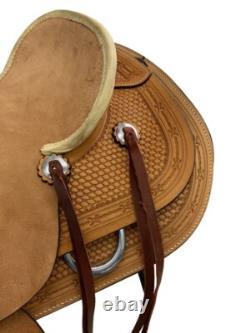 Argentina Cow Leather Roughout Western Roper Saddle Full QH Bars 16 NEW