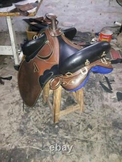 Australian Stock Horse saddle full black & brown leather with full accessories
