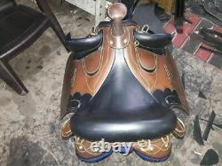 Australian Stock Horse saddle full black & brown leather with full accessories