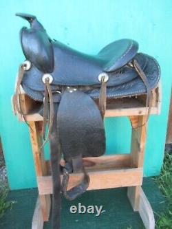 BEAUTIFUL Black LEATHER Horse Saddle 14 Long Cowboy Western