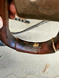 BEAUTIFUL TOOLED COMPLETE WESTERN LEATHER SADDLE CIRCLE Y BROWN 17 w BELTS +