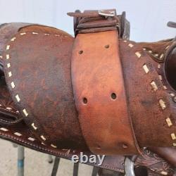 BIG W SADDLERY 1215 Buckstitch Floral Tooled Trail Show Western Saddle 14.5