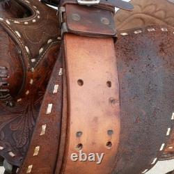 BIG W SADDLERY 1215 Buckstitch Floral Tooled Trail Show Western Saddle 14.5