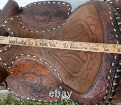 BIG W SADDLERY 1215 Buckstitch Floral Tooled Trail Show Western Saddle 14.5